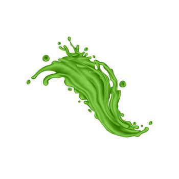 Green juice splash on a white background
