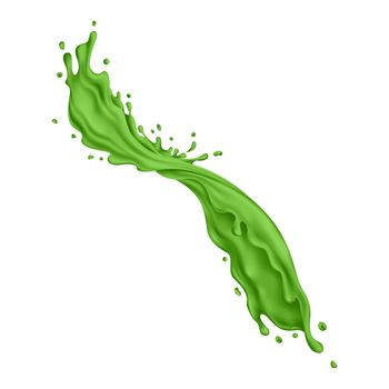 Green liquid splash on a white background