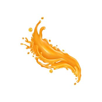Orange juice splash on a white background