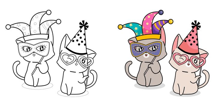 Adorable fancy cat cartoon coloring page