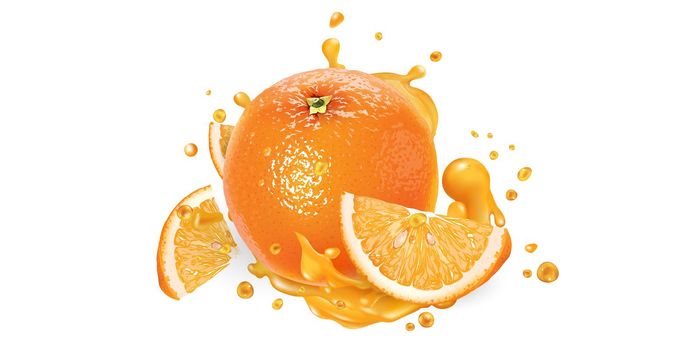 Fresh orange and a splash of fruit juice.