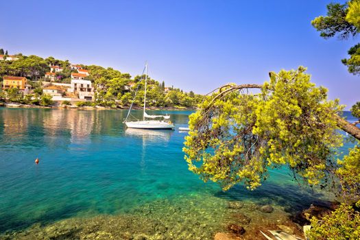 Turquoise beach yachting and sailing destination on Island of Brac