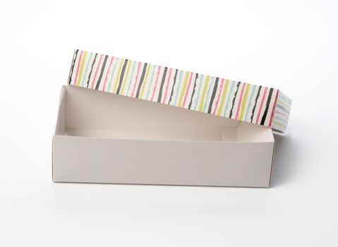 open rectangular cardboard blank box on a white background