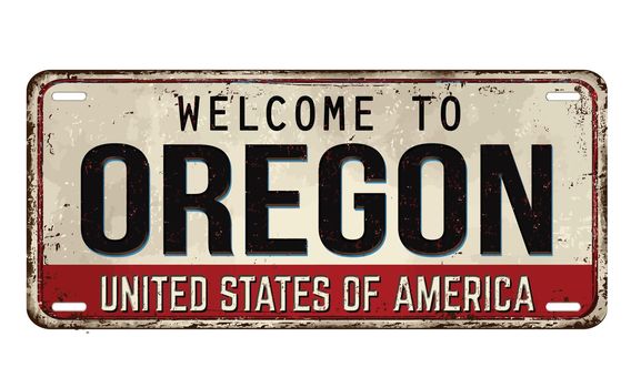 Welcome to Oregon vintage rusty metal plate