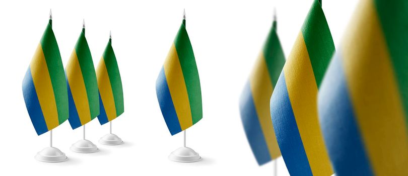 Set of Gabon national flags on a white background