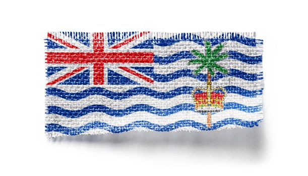 British Indian Ocean Territory flag on a piece of cloth on a white background