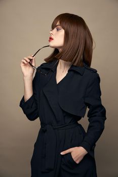 Stylish Woman puzzled look and side view elegant appearance