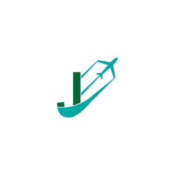 Letter J with plane logo icon design vector illustration