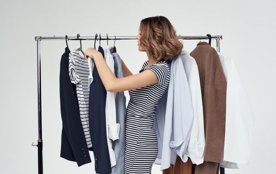Wardrobe fashion clothes shirts women shopping striped t-shirt model