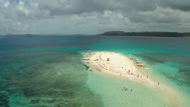 Tropical island with sandy beach. Naked Island, Siargao