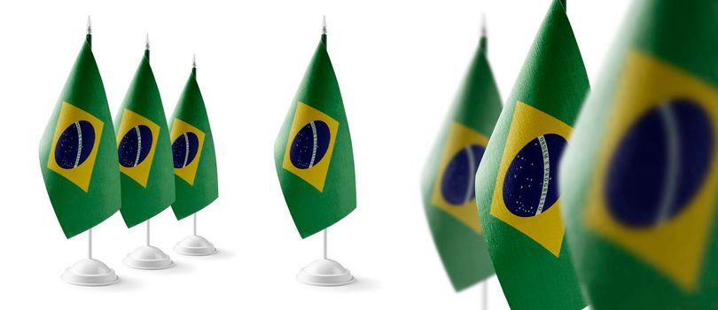 Set of Brazil national flags on a white background