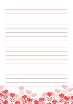 Grid paper. Abstract striped background with color horizontal lines. Printing paper note on floral background. Optimal A5 size. Geometric pattern for school, copybooks, notebooks, diary, notes, books.