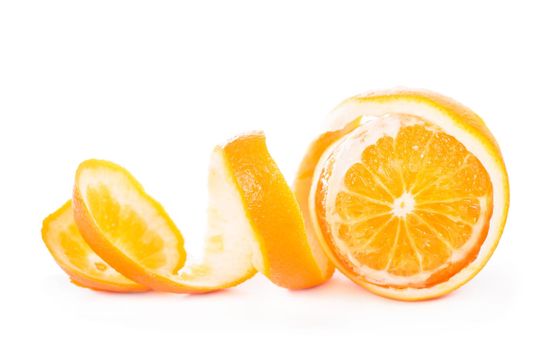 peeled fruits orange peeled skin isolated white background