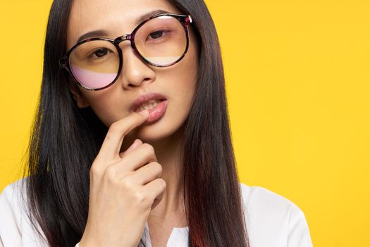 elegant asian woman with glasses lifestyle official