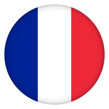 Flag of France round icon, badge or button. French national symbol. Template design, vector illustration.
