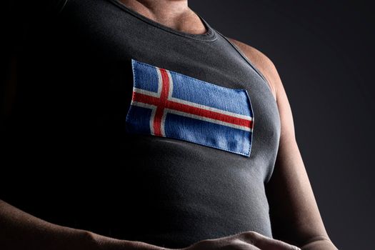 The national flag of Iceland on the athlete's chest