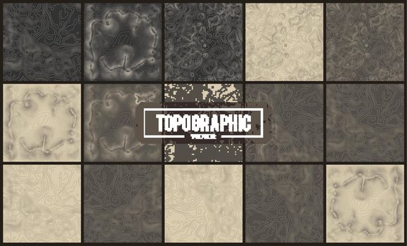 Set of Topographic map contour backgrounds. Topo map with elevation. Contour map vector. Geographic World Topography map grid abstract vector illustration.