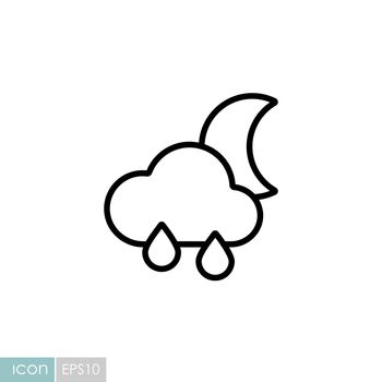 Raincloud with raindrops moon vector icon