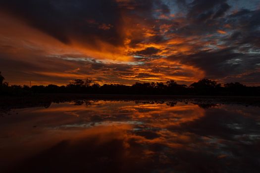 beautiful panoramic sunset in the Queensland Outback 200 km north of Cloncurry, Queensland