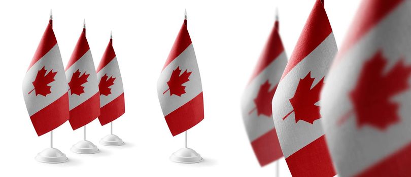 Set of Canada national flags on a white background