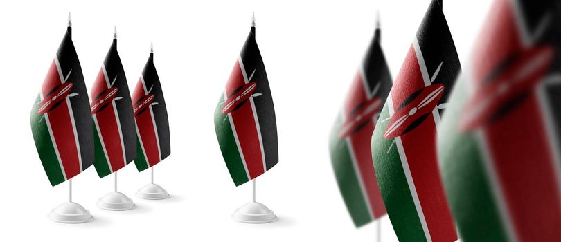 Set of Kenya national flags on a white background