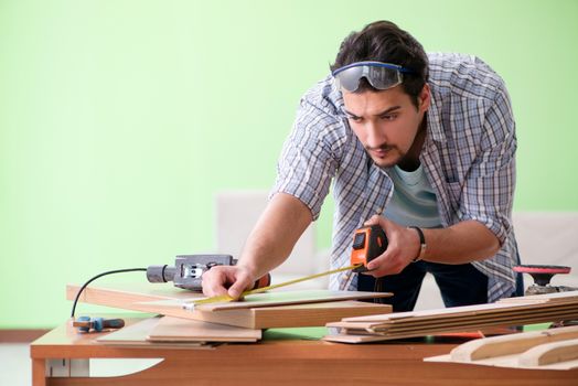 Woodworker working in his workshop
