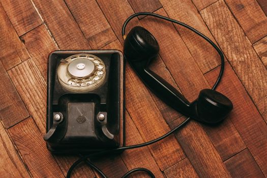 telephone technology antique communication nostalgia wood floor