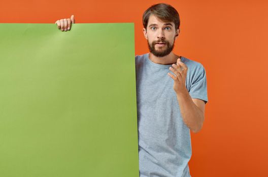 emotional man t shirts green mockup poster presentation marketing