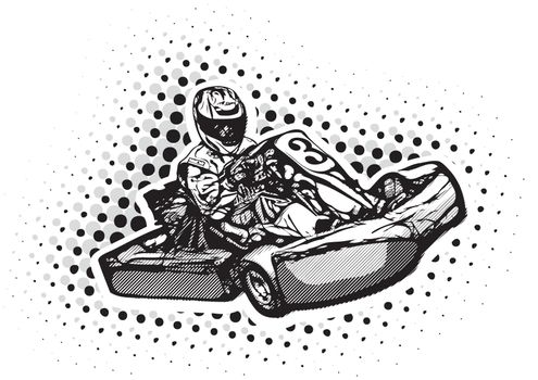 Go Kart Racer vector Illustration