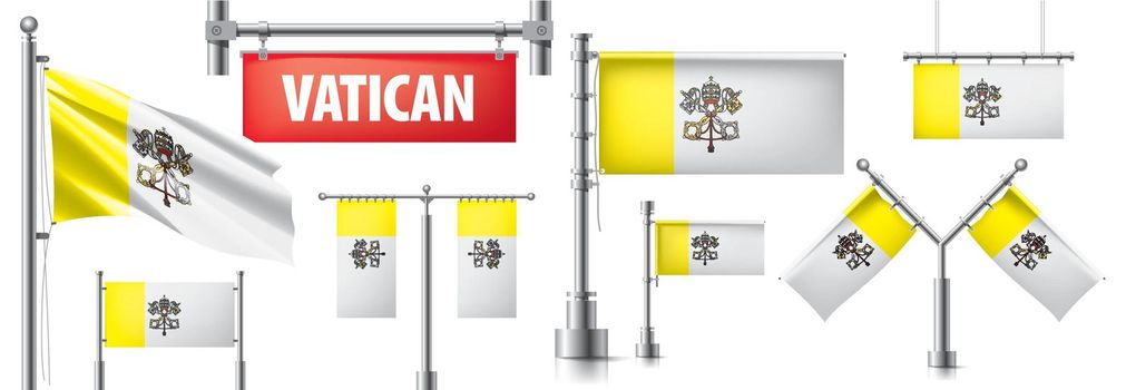 Vector set of banners with the national flag of the Vatican