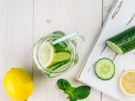 infused detox water with cucumber, lemon and mint