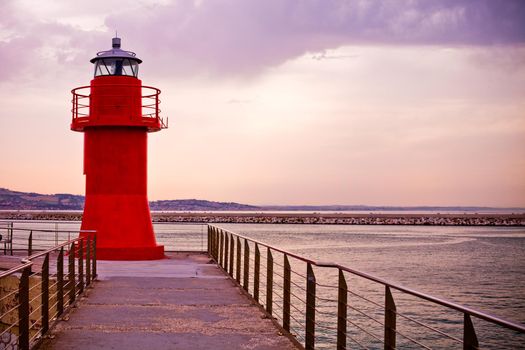 Red lighthouse of Ancona, Italy.