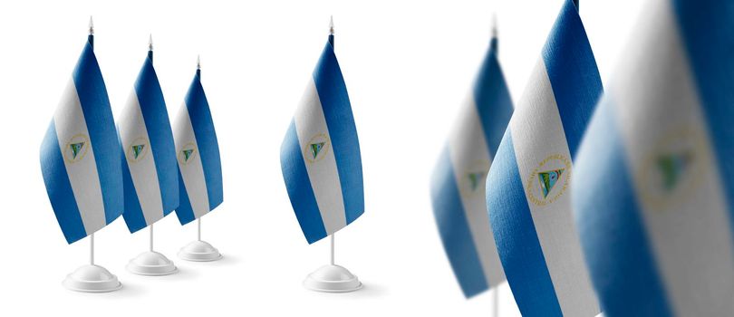 Set of Nicaragua national flags on a white background