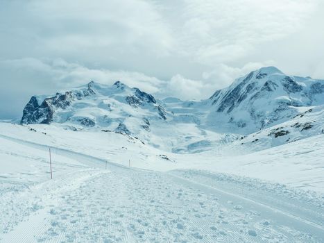 Beautiful Monte Rosa mountain in winter, Swiss Alps