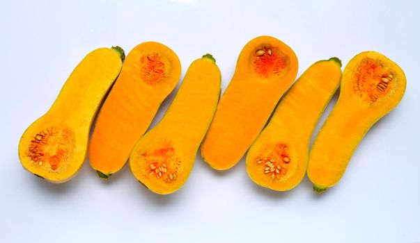 Butternut squash isolated on white background.