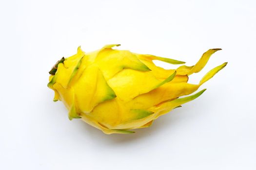 Yellow pitahaya or dragon fruit on white background. 