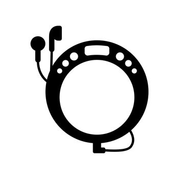 Portable CD player with earphone vector glyph icon