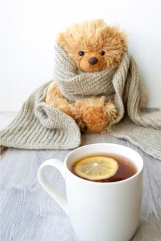 Ginger tea with lemon. Season of colds and infections. Strengthening of immunity.