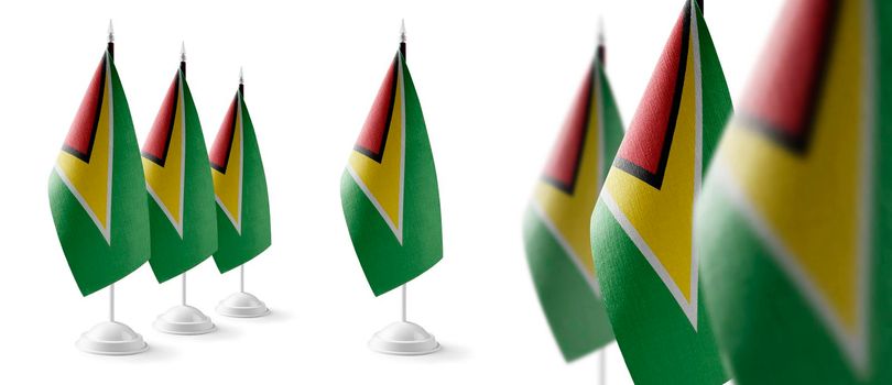 Set of Guyana national flags on a white background