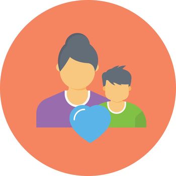 mother child vector flat colour icon