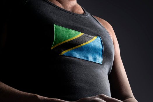 The national flag of Tanzania on the athlete's chest