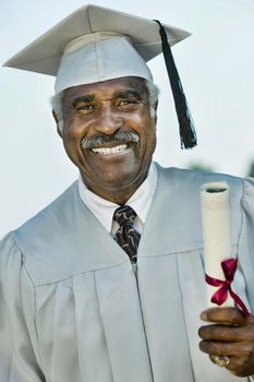 Portrait of African American Senior Graduate in University