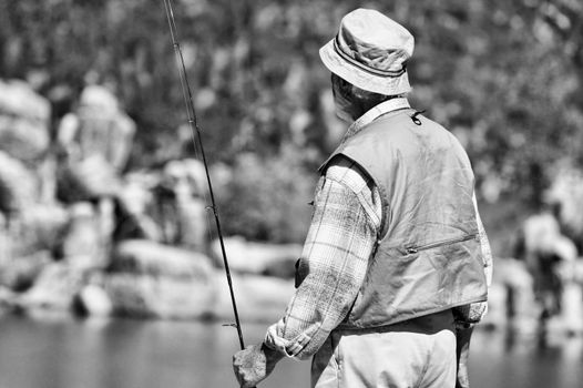 Black and white photo of Fisherman