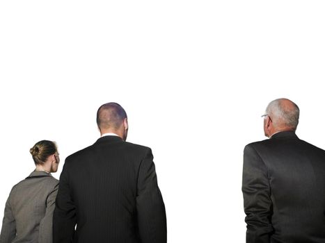 Isolated photo of Rear view of three business people