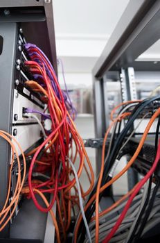 Messy cables in computer data center