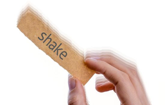  Shake on blank torn notepaper in hand