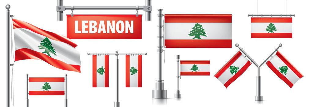 Vector set of the national flag of Lebanon in various creative designs