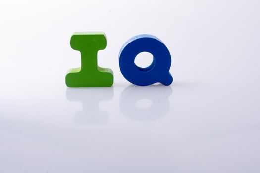 the word IQ written with letter blocks