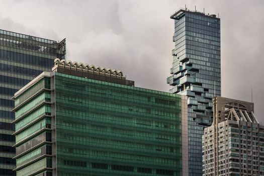 Detail of Modern Office building in downtown Bangkok. Modern arc
