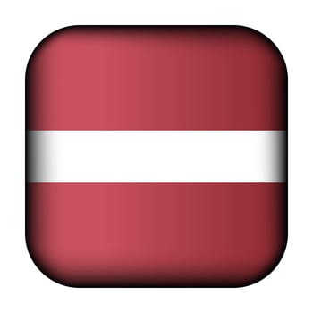 Glass light ball with flag of Latvia. Squared template icon. Latvian national symbol. Glossy realistic cube, 3D abstract vector illustration highlighted. Big quadrate, foursquare